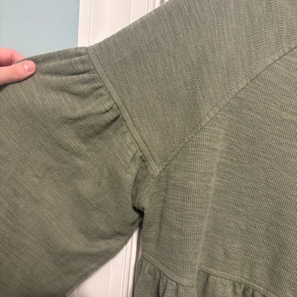 Aerie Endless Summer Cropped Sweatshirt Womens Small Olive Green Long Tie Sleeve - Picture 8 of 16